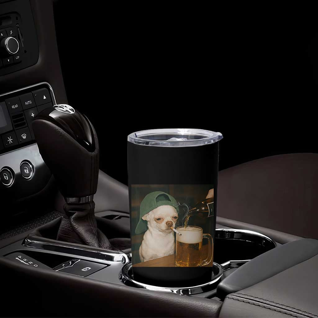 Funny Chihuahua St Patricks Day Meme Tumbler Cup Chihuahua Smoking Irish Beer Lover