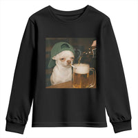 Funny Chihuahua St Patricks Day Meme Youth Sweatshirt Chihuahua Smoking Irish Beer Lover