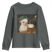 Funny Chihuahua St Patricks Day Meme Youth Sweatshirt Chihuahua Smoking Irish Beer Lover