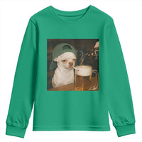 Funny Chihuahua St Patricks Day Meme Youth Sweatshirt Chihuahua Smoking Irish Beer Lover