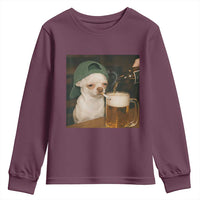 Funny Chihuahua St Patricks Day Meme Youth Sweatshirt Chihuahua Smoking Irish Beer Lover