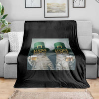 Funny St Patricks Day Cats Drinking Beer Meme Throw Blanket