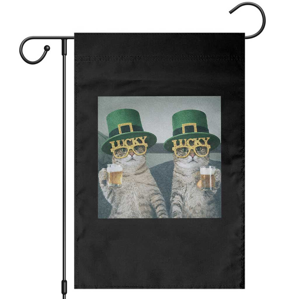 Funny St Patricks Day Cats Drinking Beer Meme Garden Flag