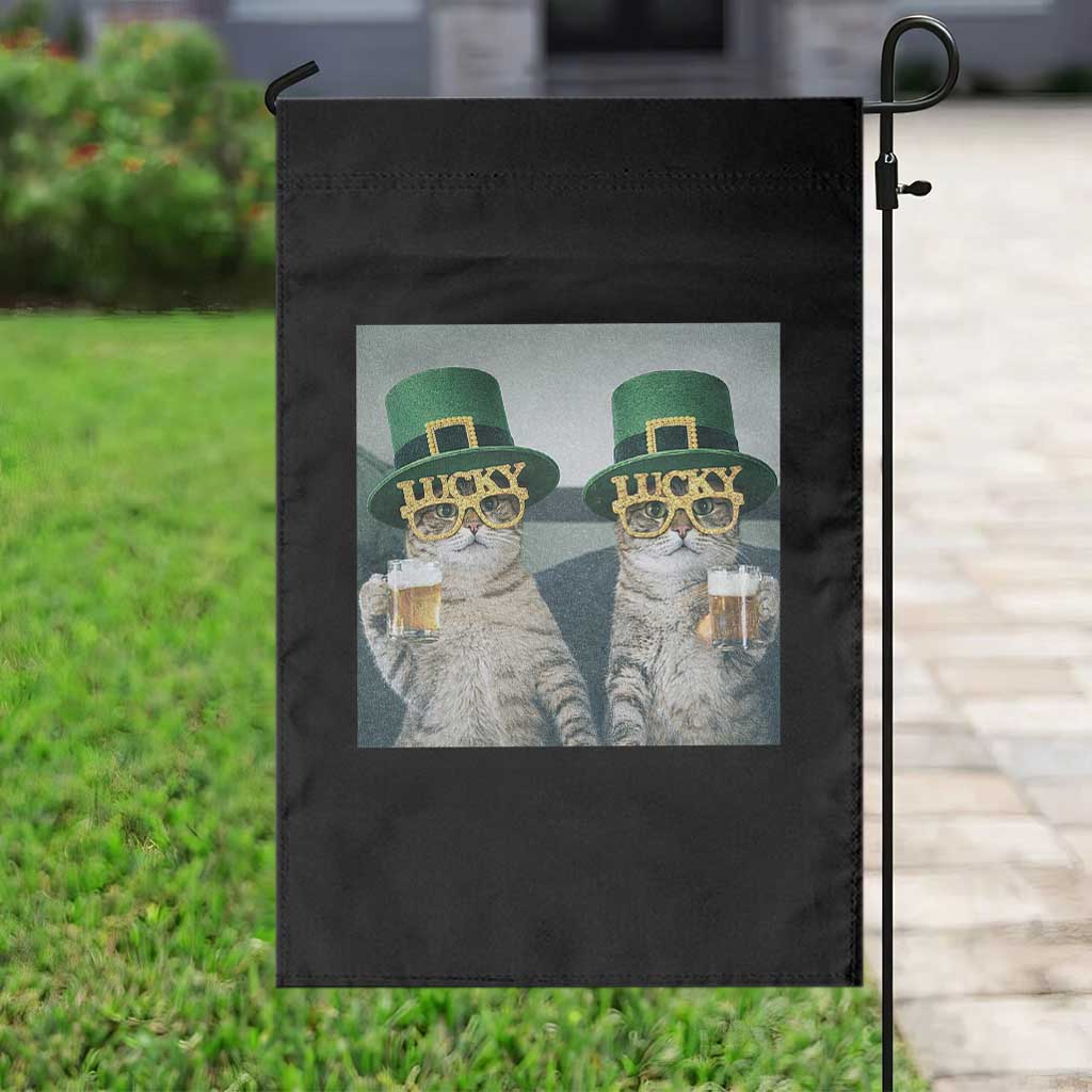 Funny St Patricks Day Cats Drinking Beer Meme Garden Flag