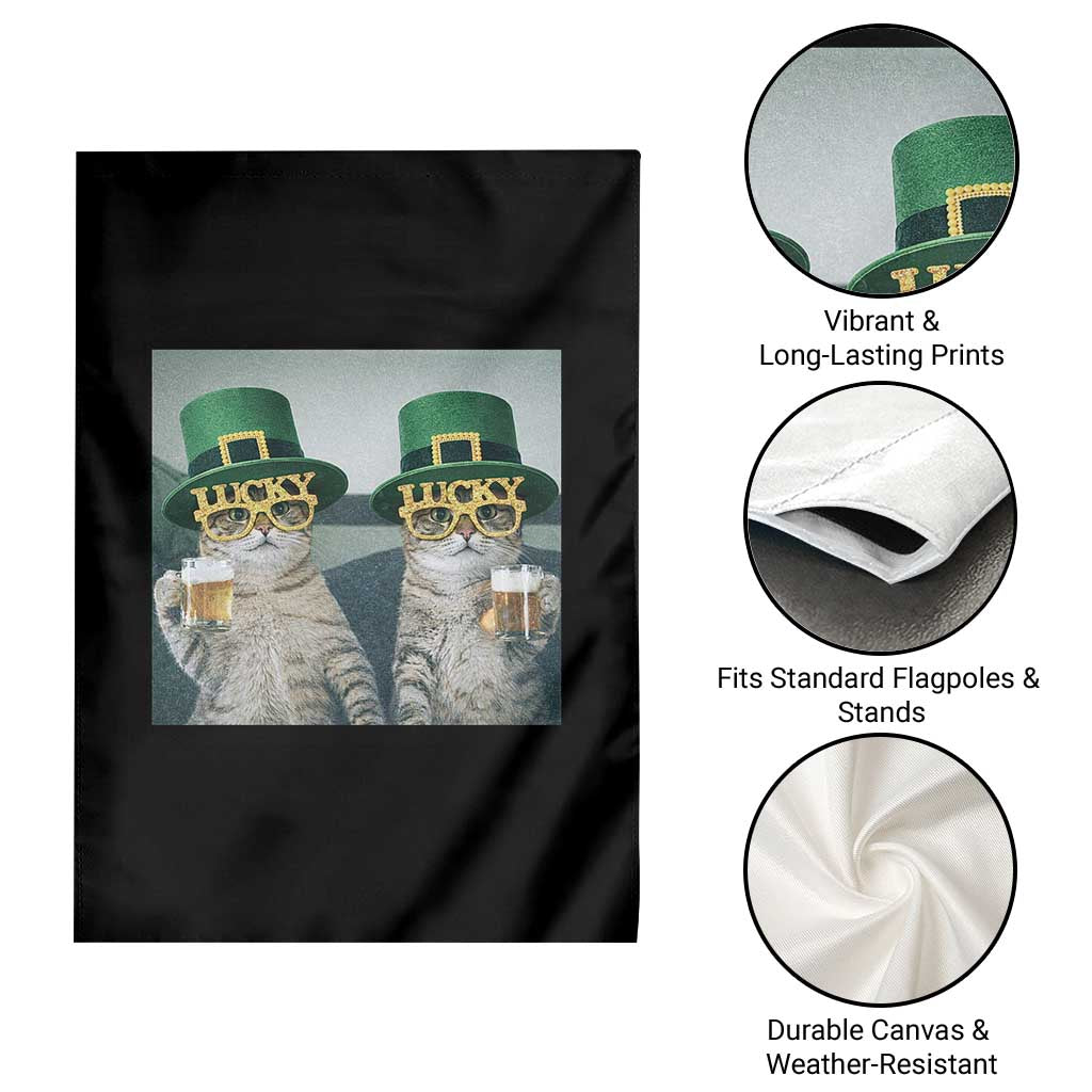 Funny St Patricks Day Cats Drinking Beer Meme Garden Flag