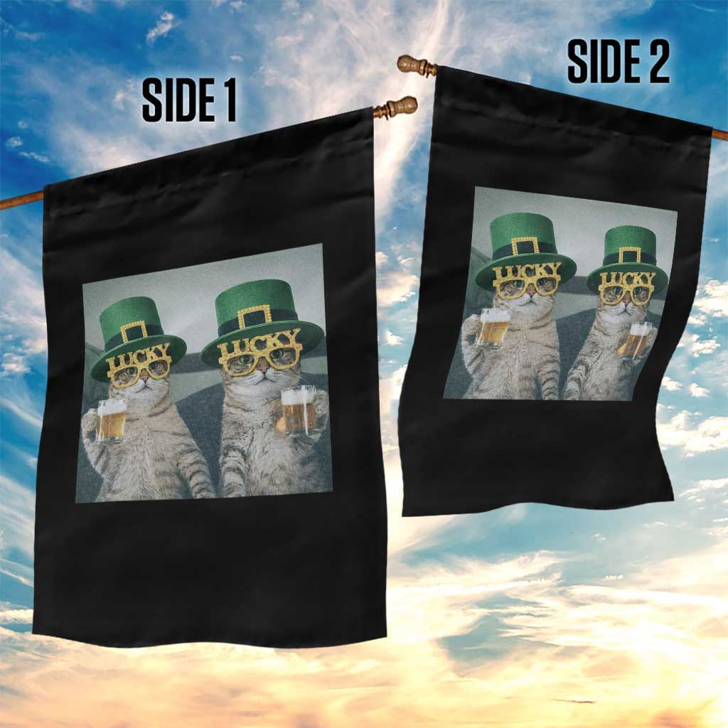 Funny St Patricks Day Cats Drinking Beer Meme Garden Flag