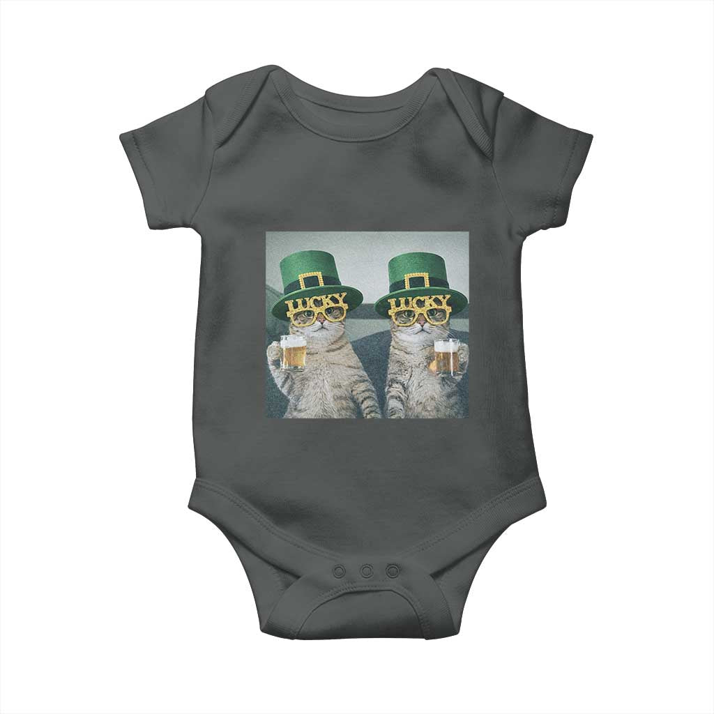 Funny St Patricks Day Cats Drinking Beer Meme Baby Onesie