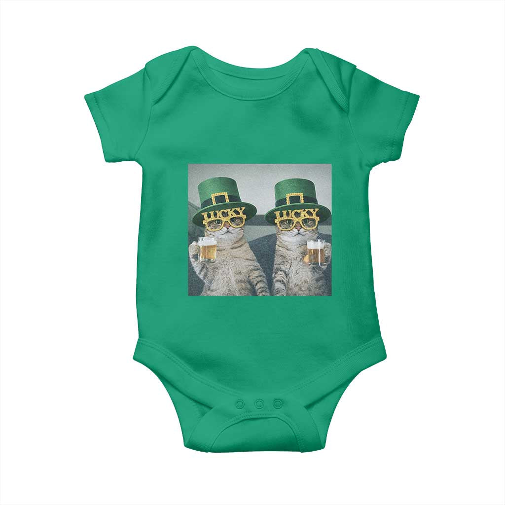 Funny St Patricks Day Cats Drinking Beer Meme Baby Onesie