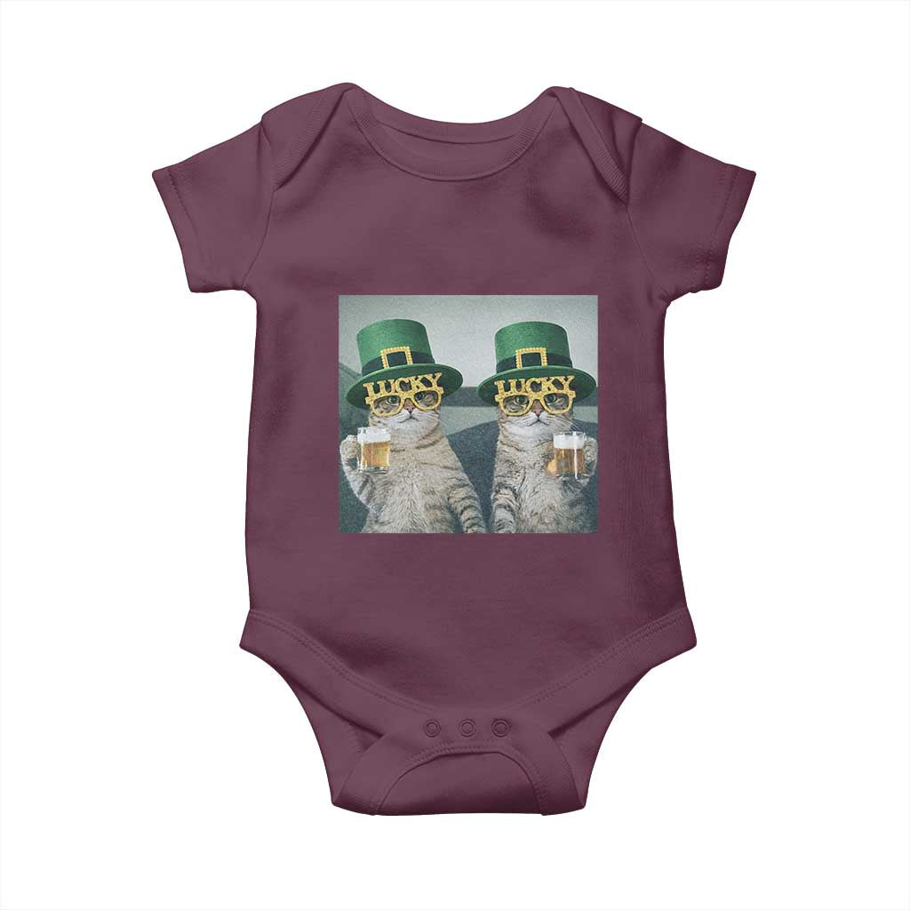 Funny St Patricks Day Cats Drinking Beer Meme Baby Onesie