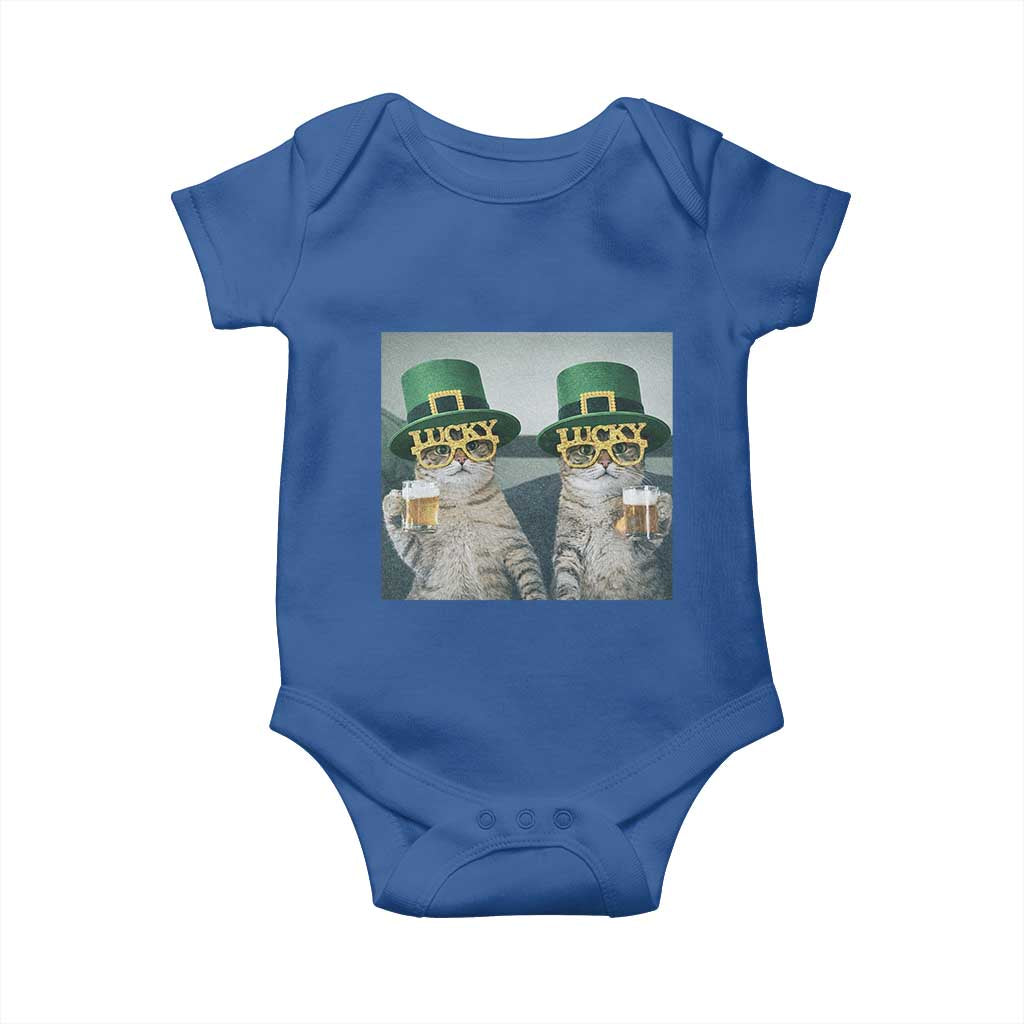 Funny St Patricks Day Cats Drinking Beer Meme Baby Onesie