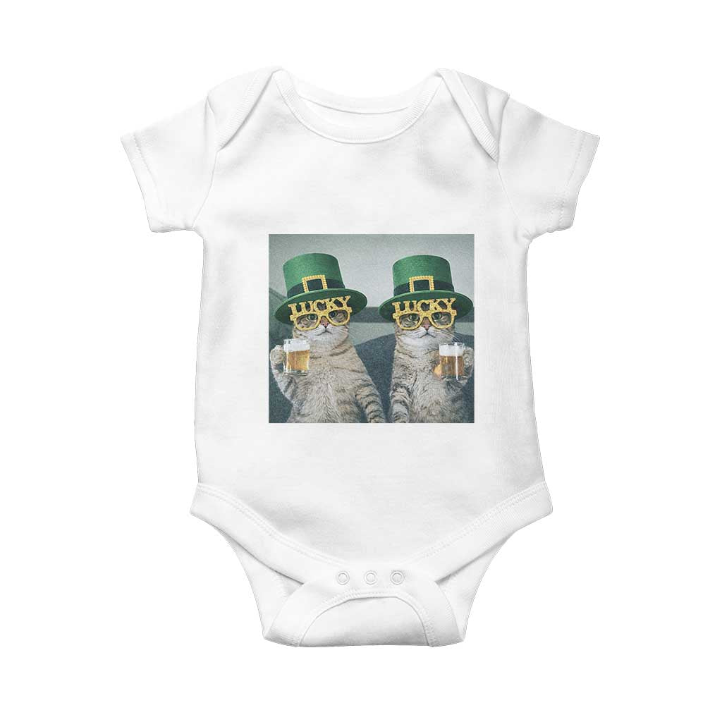 Funny St Patricks Day Cats Drinking Beer Meme Baby Onesie
