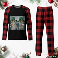 Funny St Patricks Day Cats Drinking Beer Meme Plaid Pajama Set