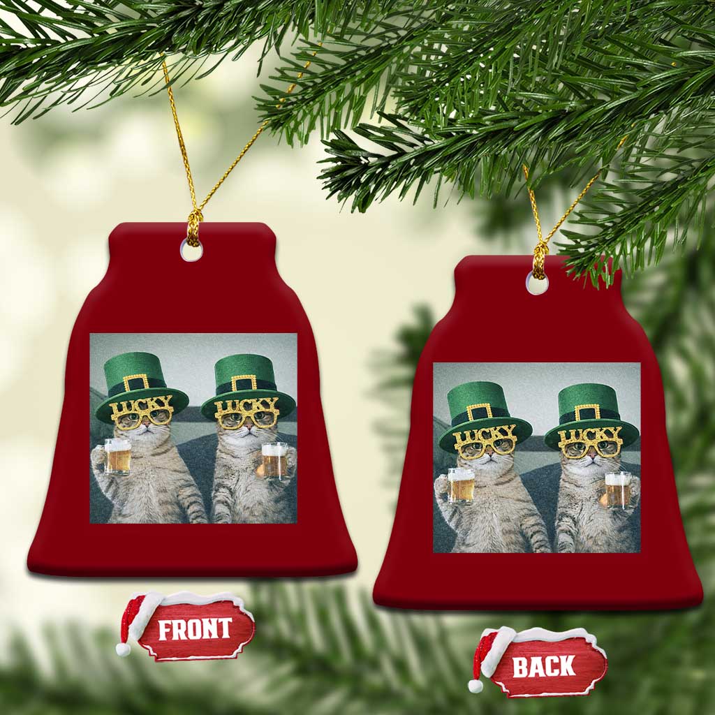 Funny St Patricks Day Cats Drinking Beer Meme Ceramic Ornament