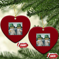 Funny St Patricks Day Cats Drinking Beer Meme Ceramic Ornament