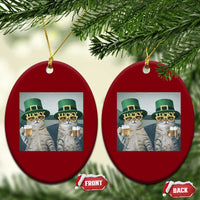 Funny St Patricks Day Cats Drinking Beer Meme Ceramic Ornament