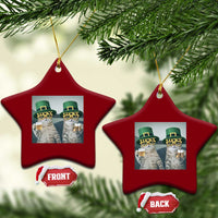 Funny St Patricks Day Cats Drinking Beer Meme Ceramic Ornament