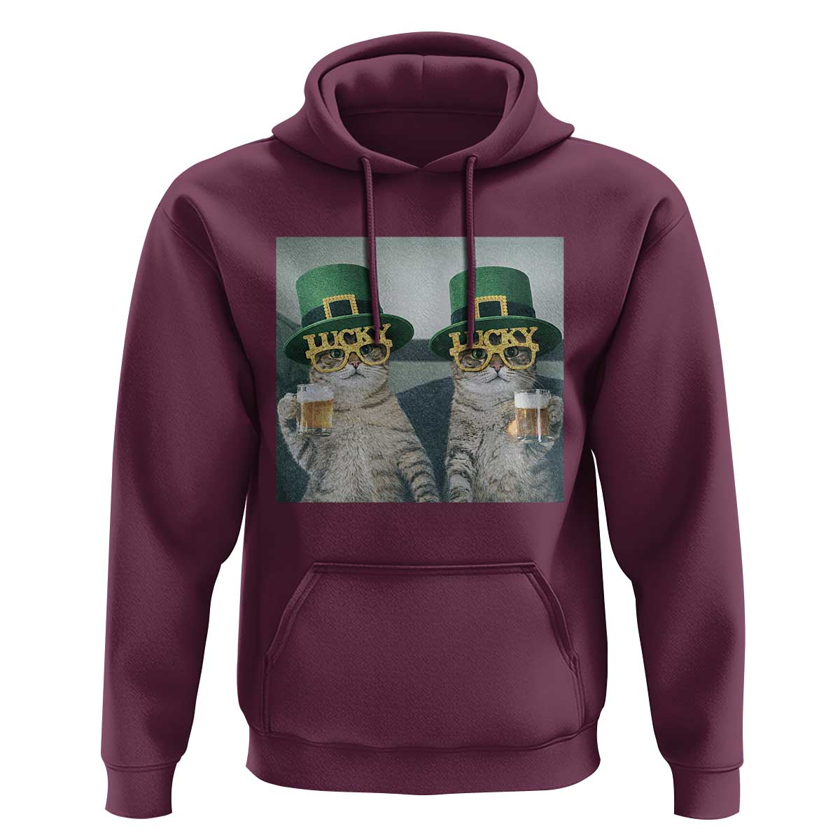 Funny St Patricks Day Cats Drinking Beer Meme Hoodie