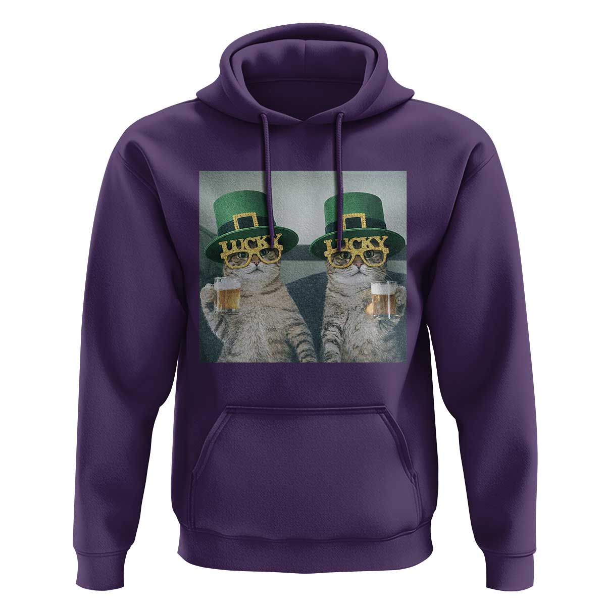 Funny St Patricks Day Cats Drinking Beer Meme Hoodie