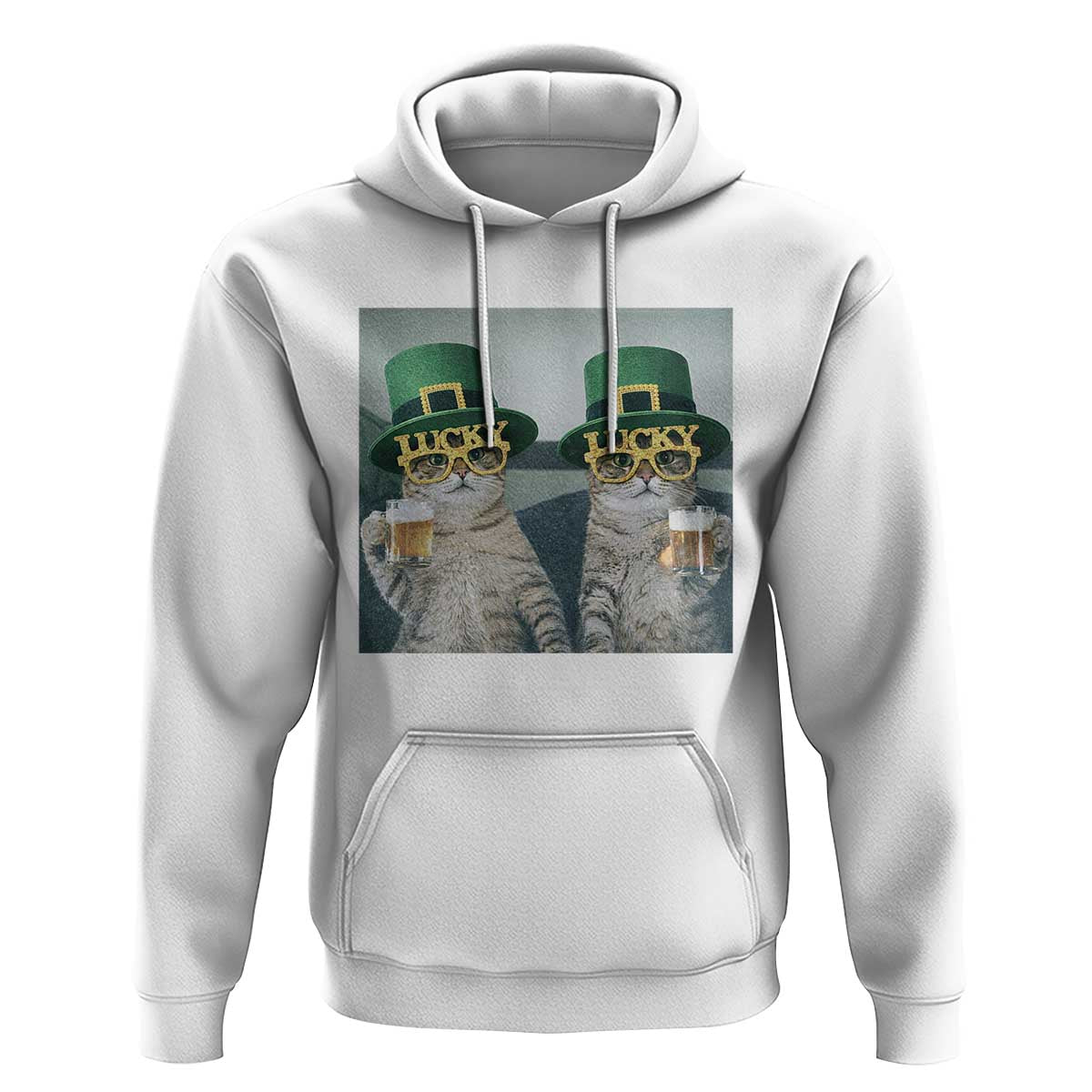 Funny St Patricks Day Cats Drinking Beer Meme Hoodie