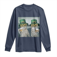 Funny St Patricks Day Cats Drinking Beer Meme Long Sleeve Shirt