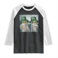 Funny St Patricks Day Cats Drinking Beer Meme Raglan Shirt