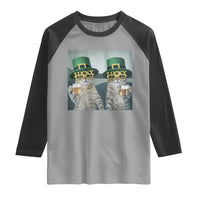Funny St Patricks Day Cats Drinking Beer Meme Raglan Shirt