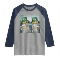Funny St Patricks Day Cats Drinking Beer Meme Raglan Shirt