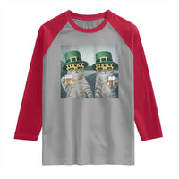 Funny St Patricks Day Cats Drinking Beer Meme Raglan Shirt