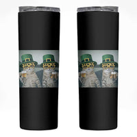 Funny St Patricks Day Cats Drinking Beer Meme Skinny Tumbler