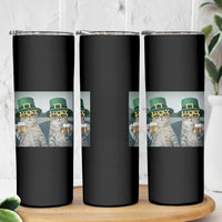 Funny St Patricks Day Cats Drinking Beer Meme Skinny Tumbler