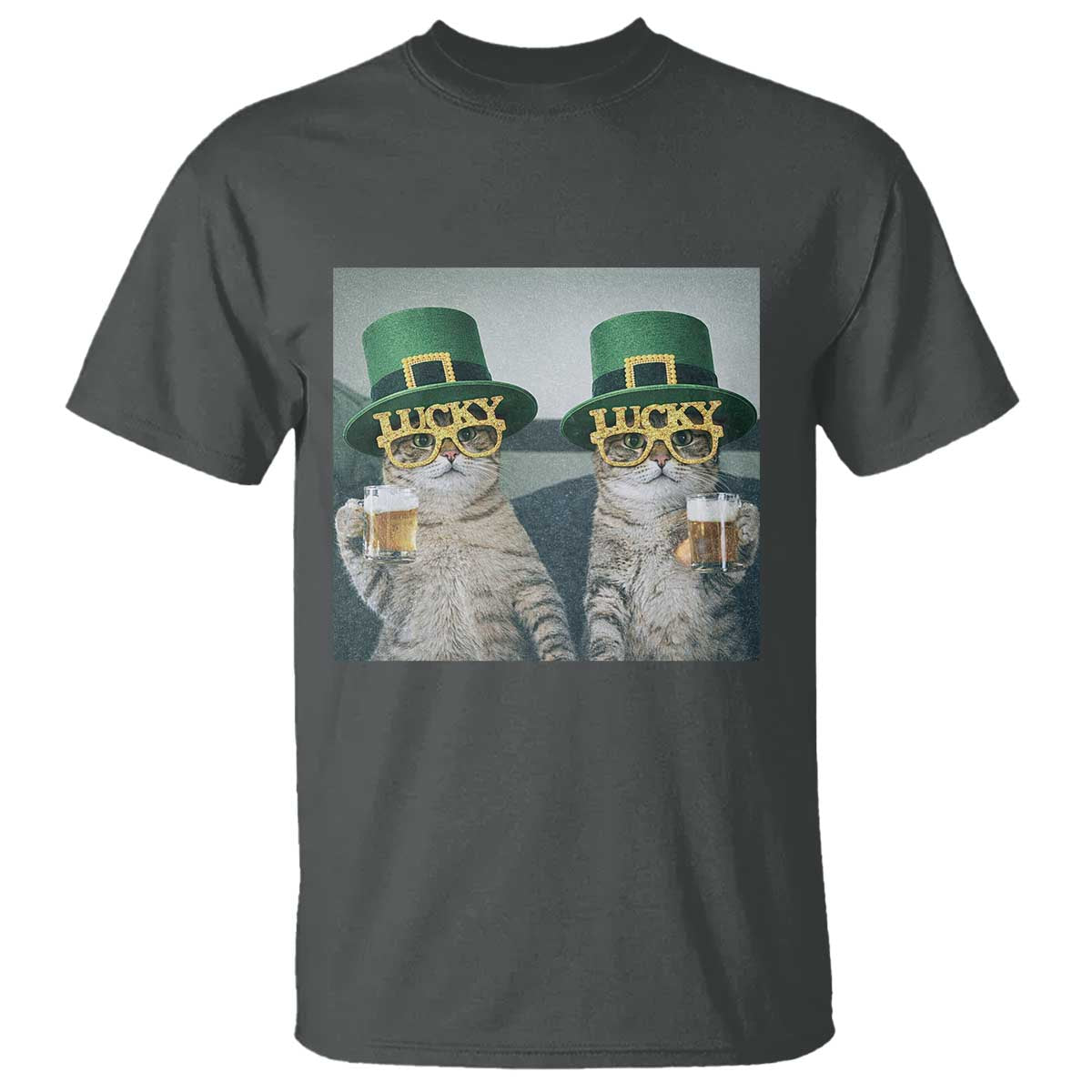 Funny St Patricks Day Cats Drinking Beer Meme T Shirt