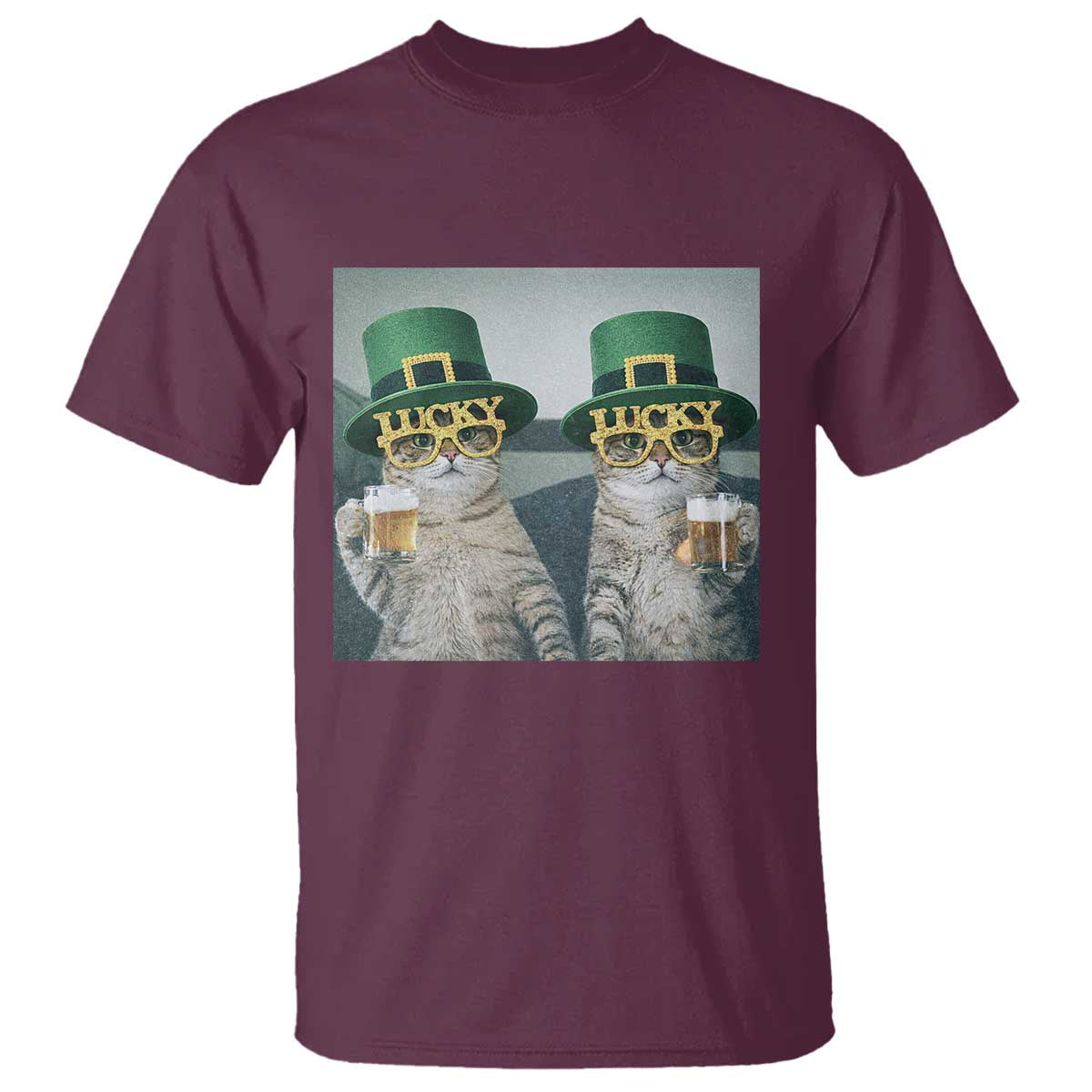 Funny St Patricks Day Cats Drinking Beer Meme T Shirt