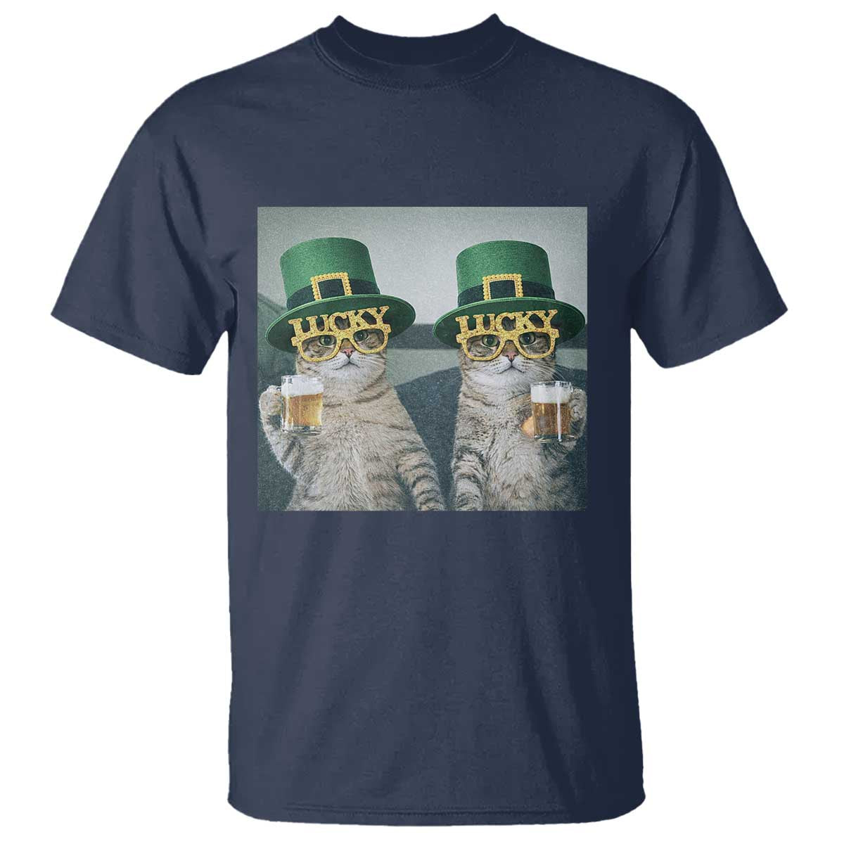 Funny St Patricks Day Cats Drinking Beer Meme T Shirt