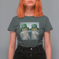 Funny St Patricks Day Cats Drinking Beer Meme T Shirt For Women