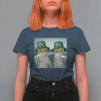 Funny St Patricks Day Cats Drinking Beer Meme T Shirt For Women