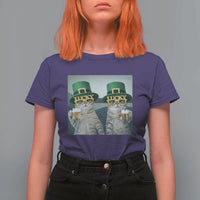 Funny St Patricks Day Cats Drinking Beer Meme T Shirt For Women