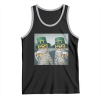 Funny St Patricks Day Cats Drinking Beer Meme Tank Top