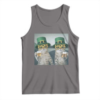 Funny St Patricks Day Cats Drinking Beer Meme Tank Top