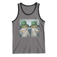 Funny St Patricks Day Cats Drinking Beer Meme Tank Top
