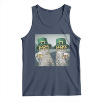 Funny St Patricks Day Cats Drinking Beer Meme Tank Top