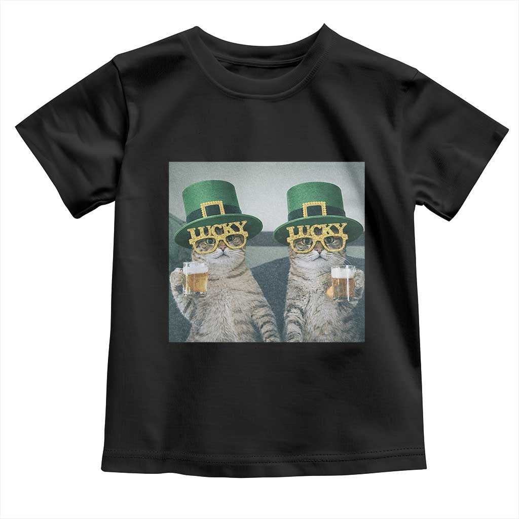 Funny St Patricks Day Cats Drinking Beer Meme Toddler T Shirt