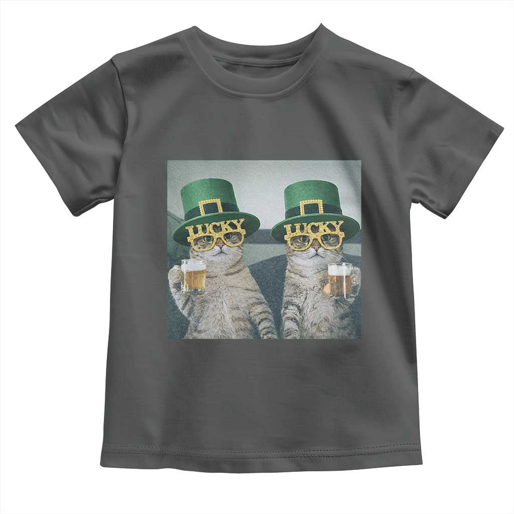Funny St Patricks Day Cats Drinking Beer Meme Toddler T Shirt