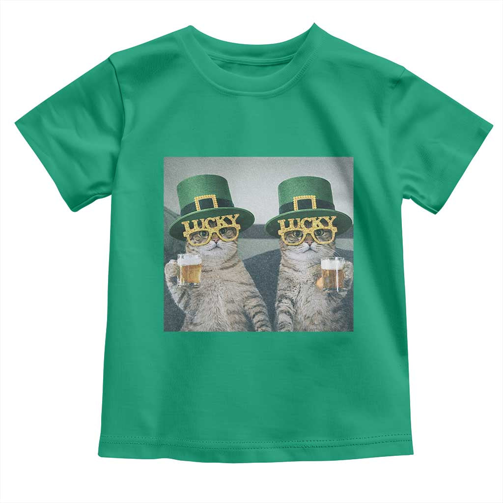 Funny St Patricks Day Cats Drinking Beer Meme Toddler T Shirt
