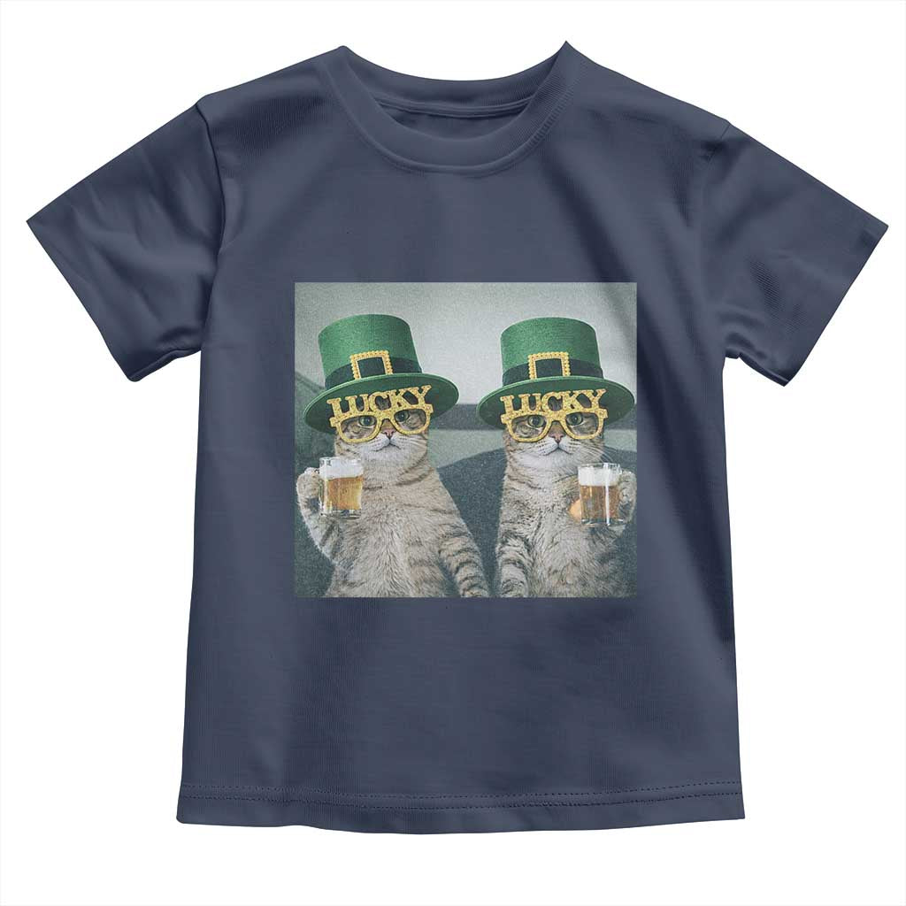 Funny St Patricks Day Cats Drinking Beer Meme Toddler T Shirt
