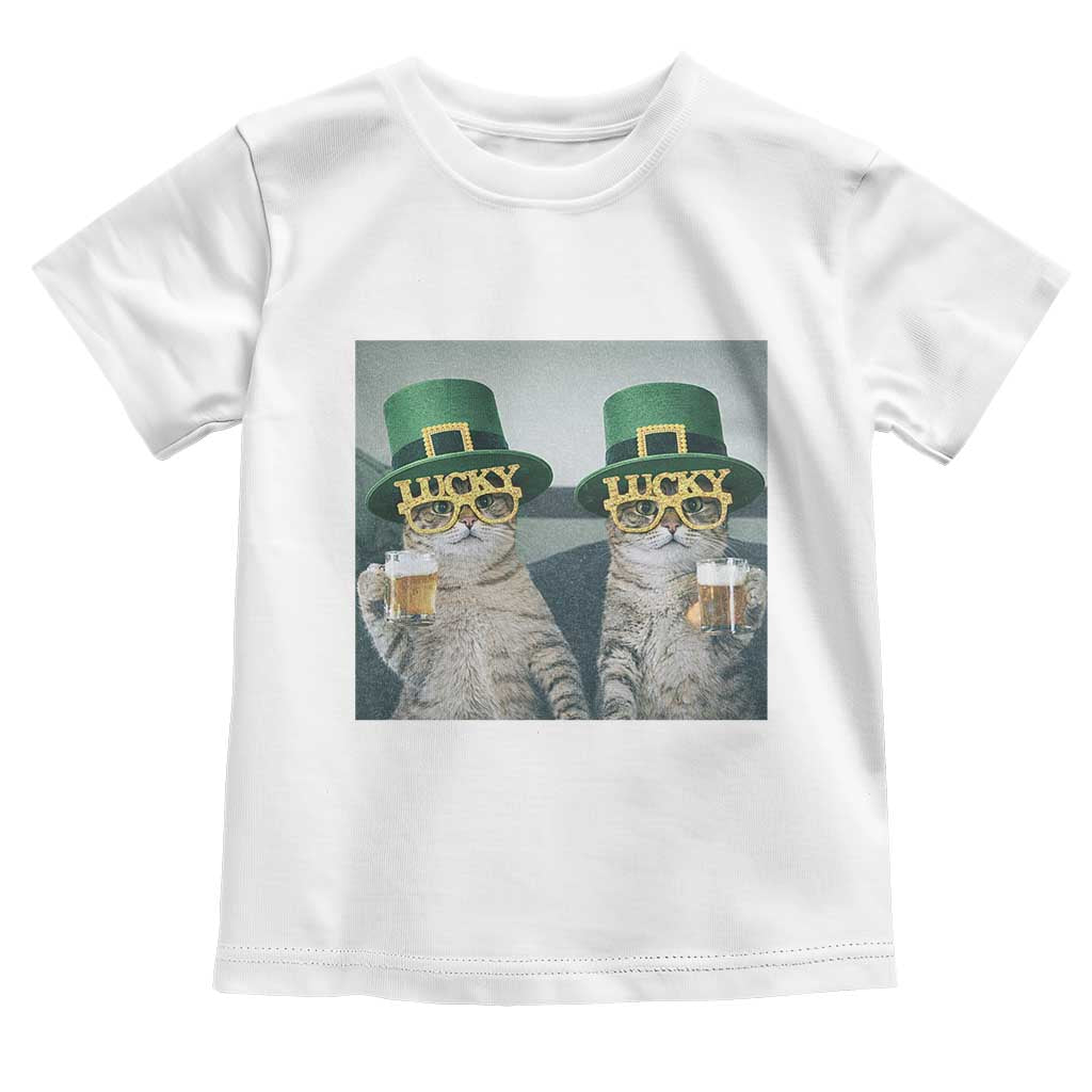 Funny St Patricks Day Cats Drinking Beer Meme Toddler T Shirt
