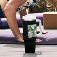 Funny St Patricks Day Cats Drinking Beer Meme Tumbler With Handle