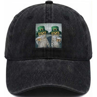 Funny St Patricks Day Cats Drinking Beer Meme Washed Cotton Baseball Cap