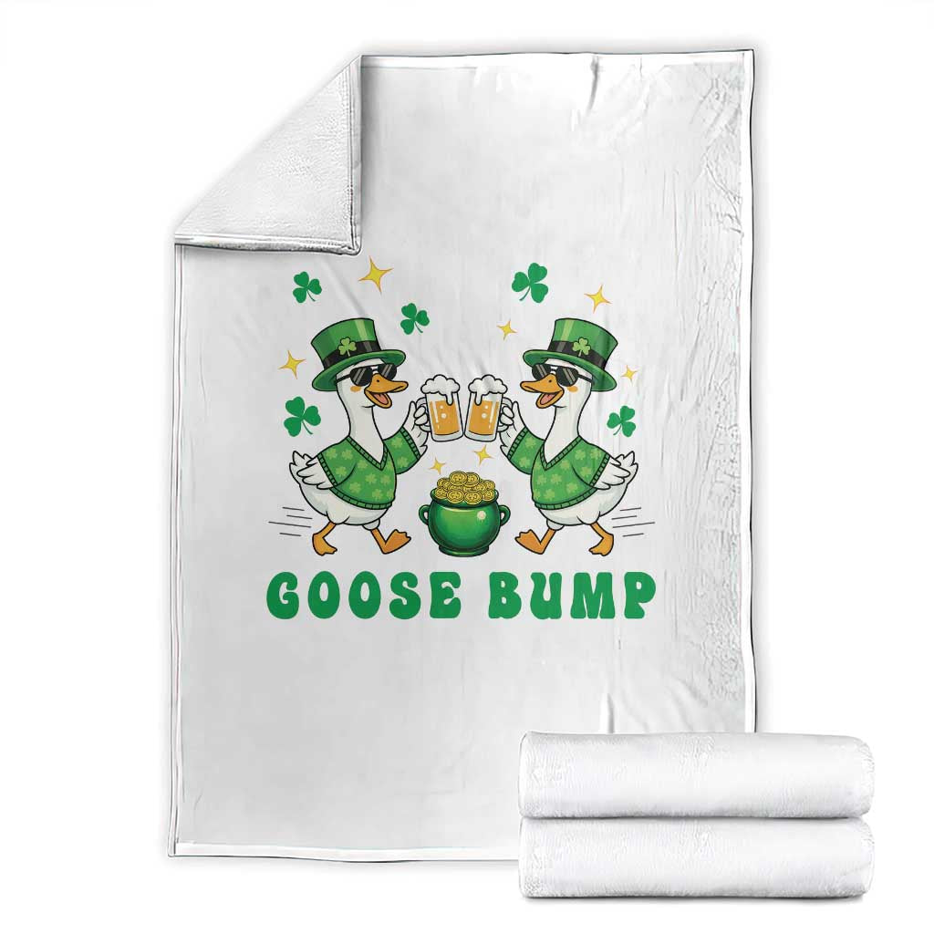 Funny St Patricks Day Goose Drinking Beer Throw Blanket Goose Bump