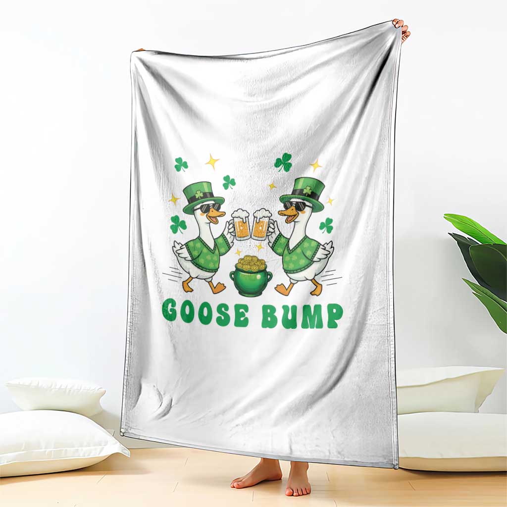 Funny St Patricks Day Goose Drinking Beer Throw Blanket Goose Bump