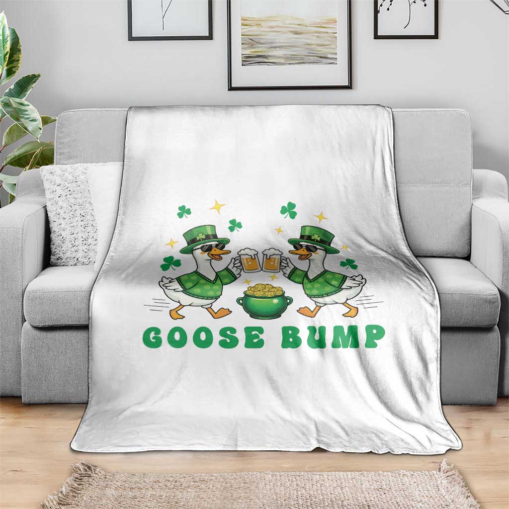 Funny St Patricks Day Goose Drinking Beer Throw Blanket Goose Bump